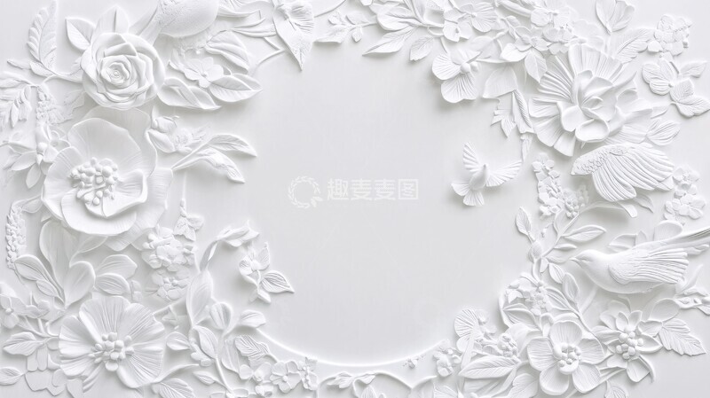 高清大图下载【趣麦麦图】花卉鸟纹圆形图案