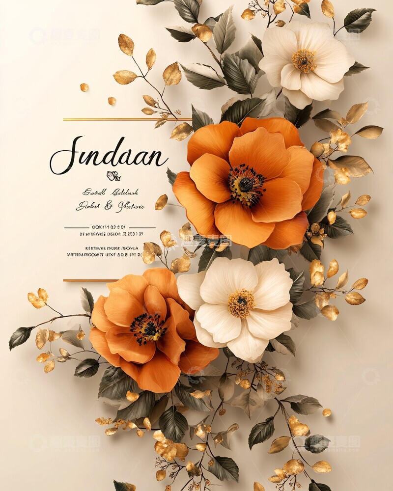 高清大图下载【趣麦麦图】简约花卉婚礼请柬3