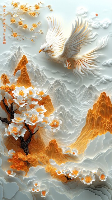 金凤飞翔山花图1