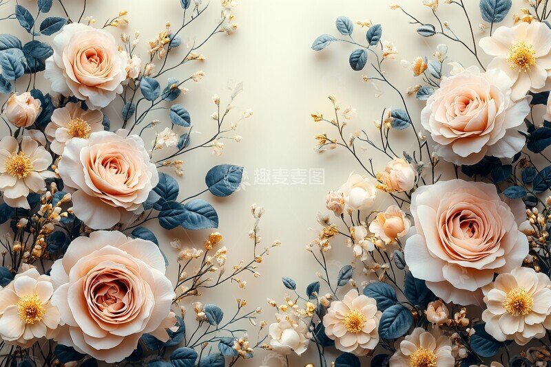 高清大图下载【趣麦麦图】婚礼祝福花纹卡