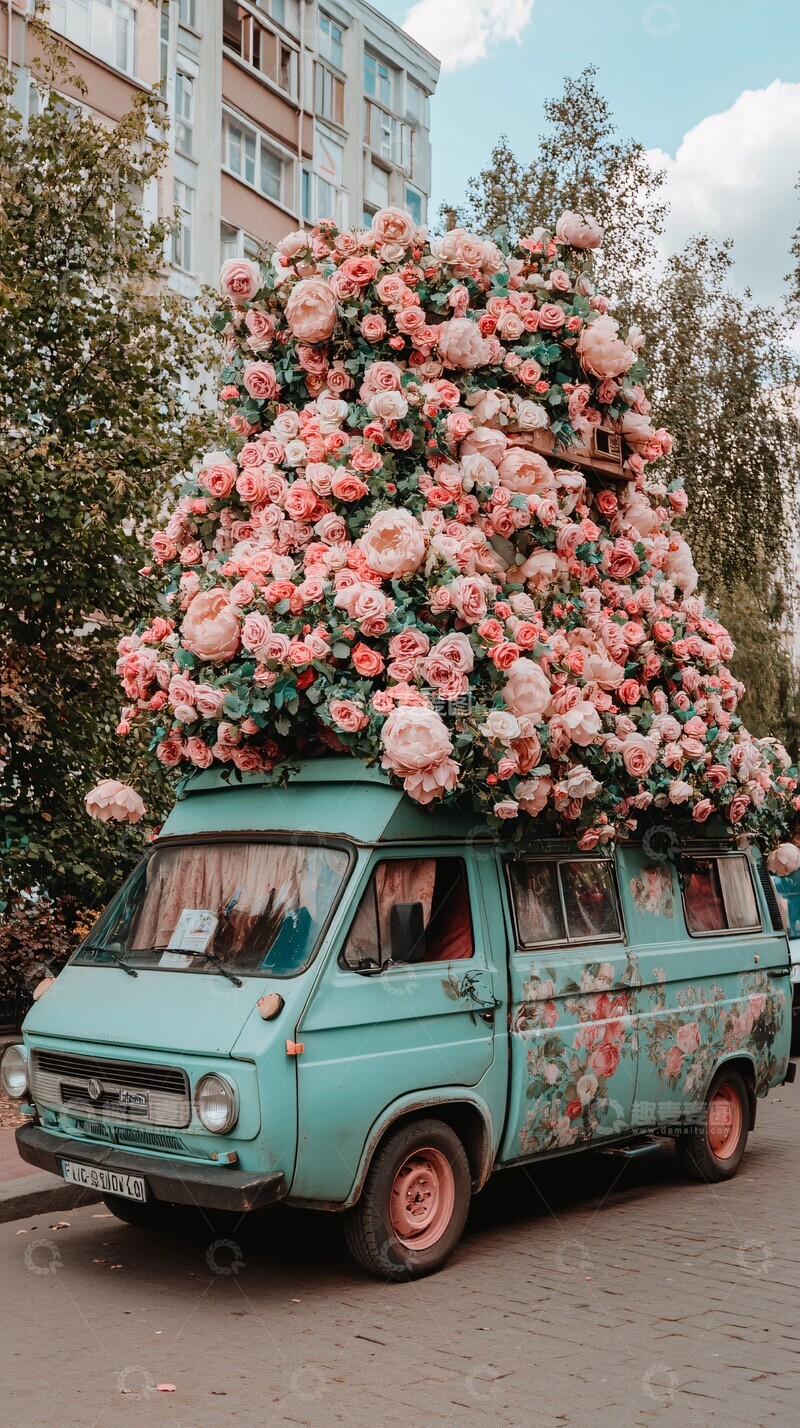 玫瑰装饰的货车3