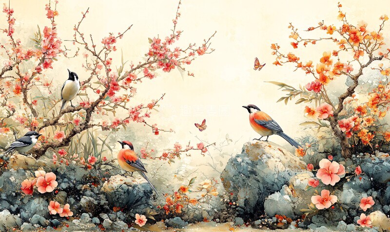 高清大图下载【趣麦麦图】梅兰竹菊花卉图1