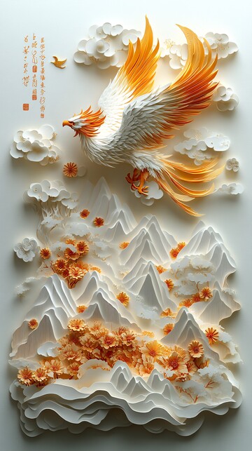 金凤飞翔山花图3