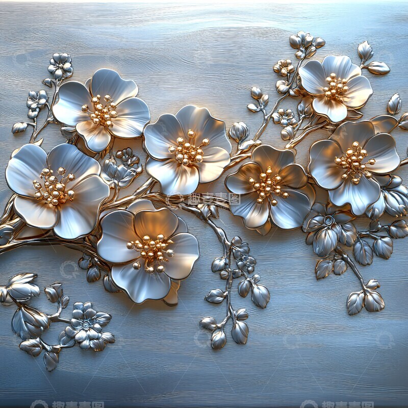 高清大图下载【趣麦麦图】银枝梅刻图案雕刻梅花