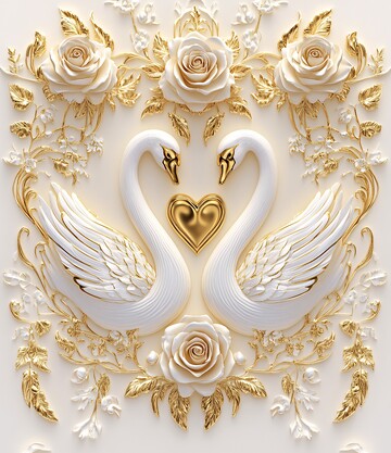 天鹅黄金玫瑰壁画3