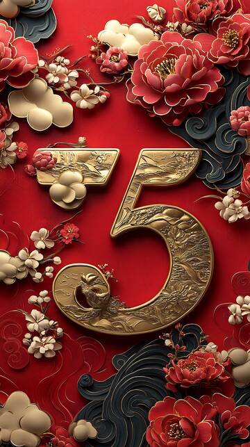 云纹花卉红金背景2