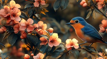 昆虫鸟花纹窗帘