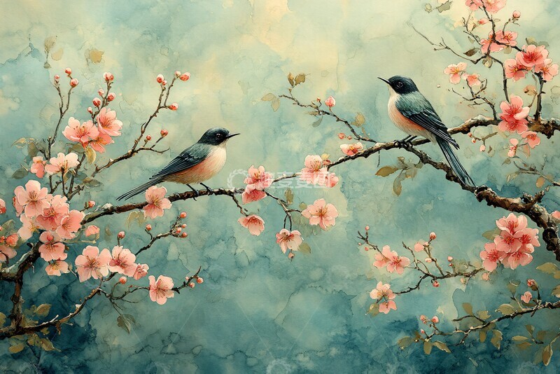 高清大图下载【趣麦麦图】粉绿手绘瓷艺画框3