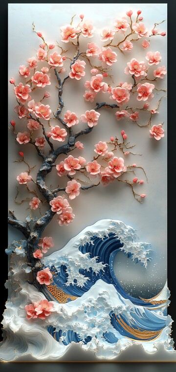 樱花浪花纸艺雕