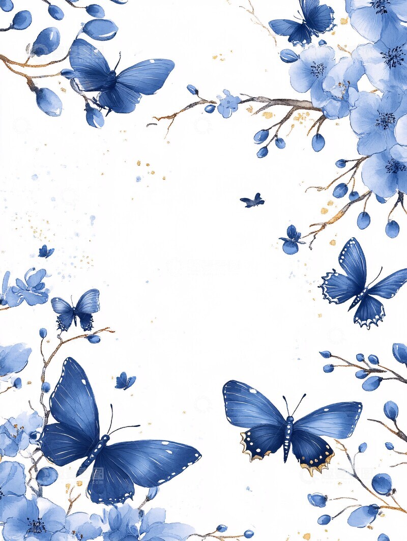 高清大图下载【趣麦麦图】蝴蝶花纹邀请卡