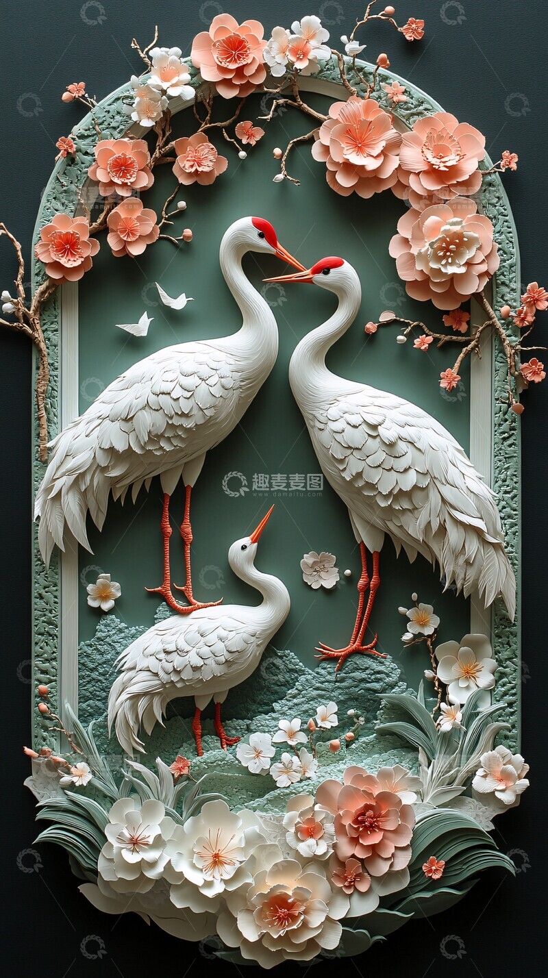 春枝白鹤立体纸艺3