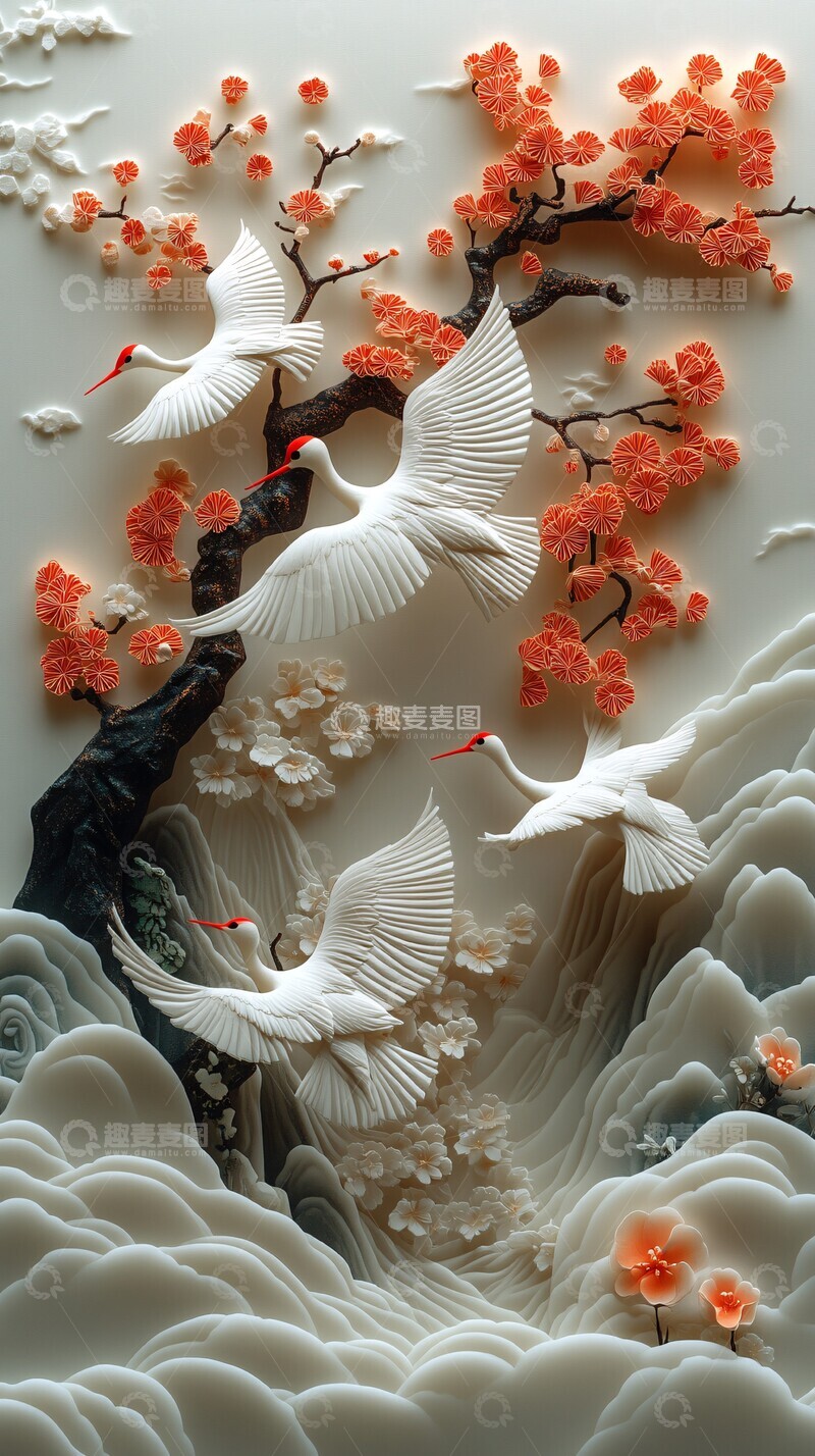 高清大图下载【趣麦麦图】春日纸艺雕刻1