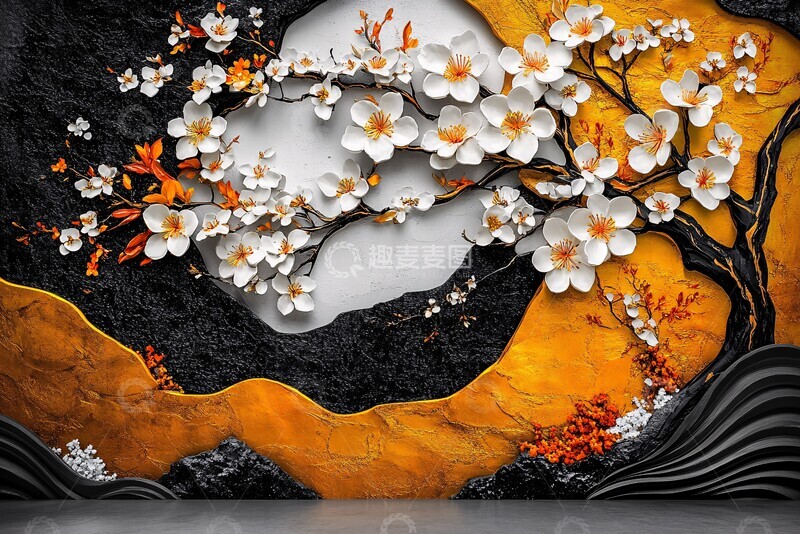 高清大图下载【趣麦麦图】-白树金花春景图3