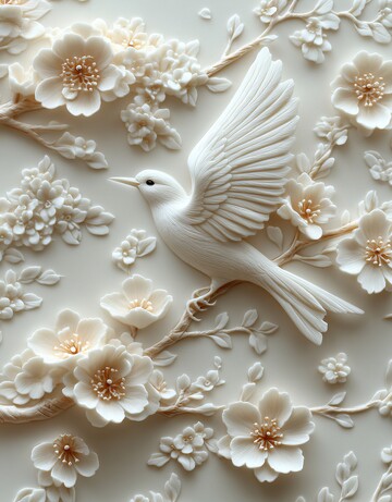 白墙雕花喜鹊图