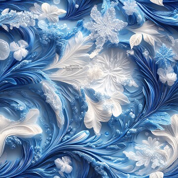 冬季冰晶刺绣图案1