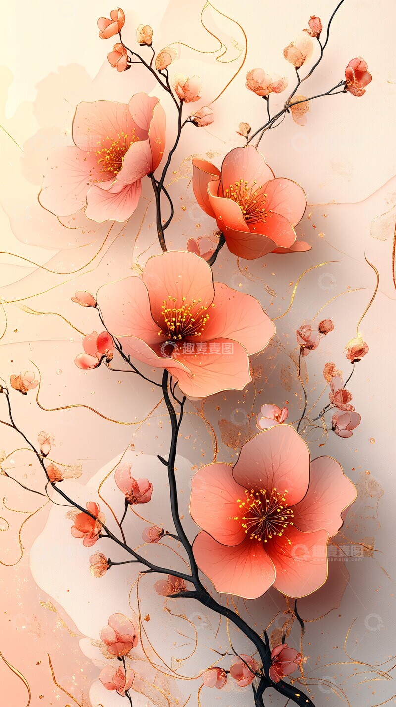 高清大图下载【趣麦麦图】金色花纹婚礼邀请