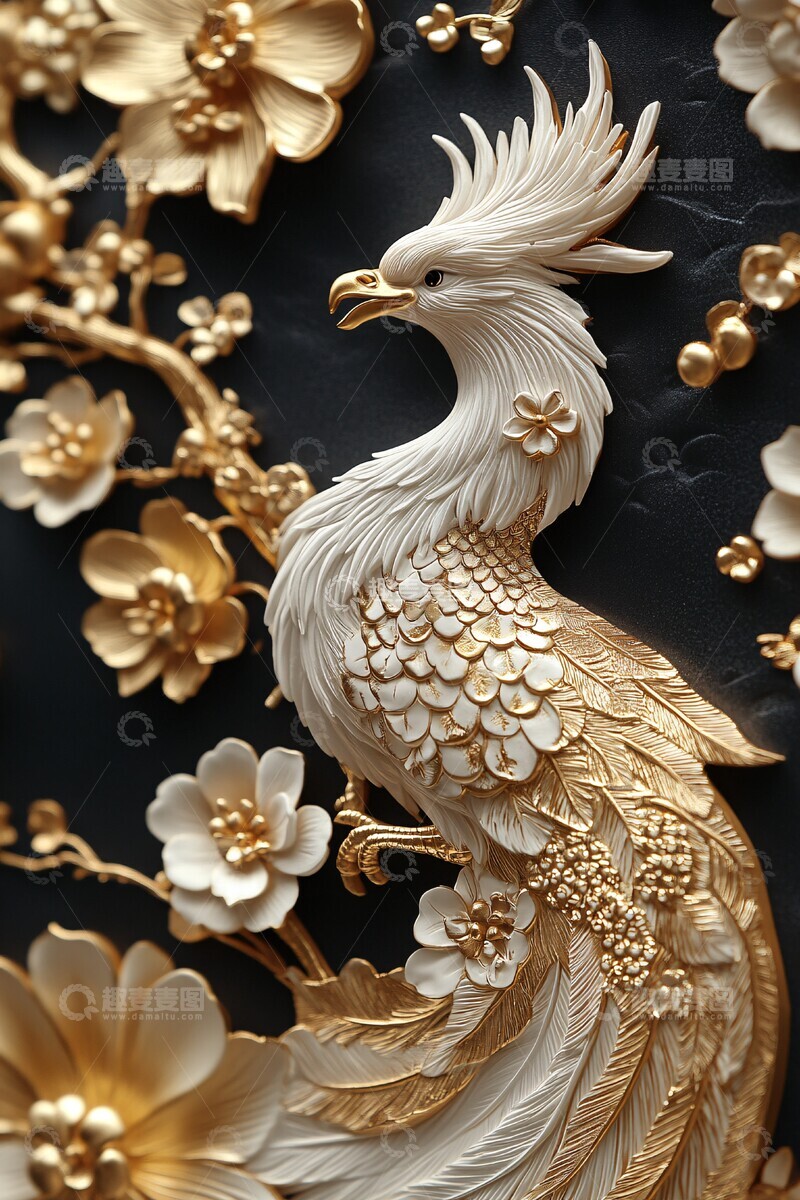 高清大图下载【趣麦麦图】金白凤凰花背景1