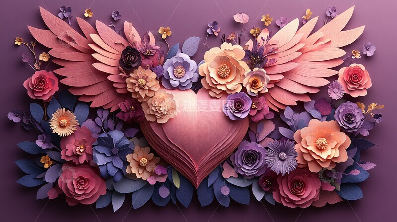 高清大图下载【趣麦麦图】心形花艺剪纸