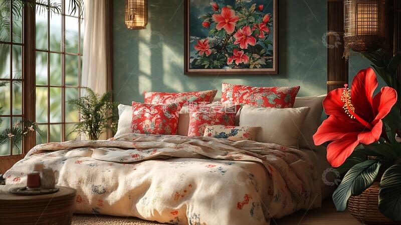 高清大图下载【趣麦麦图】红金丝绒红木槿1