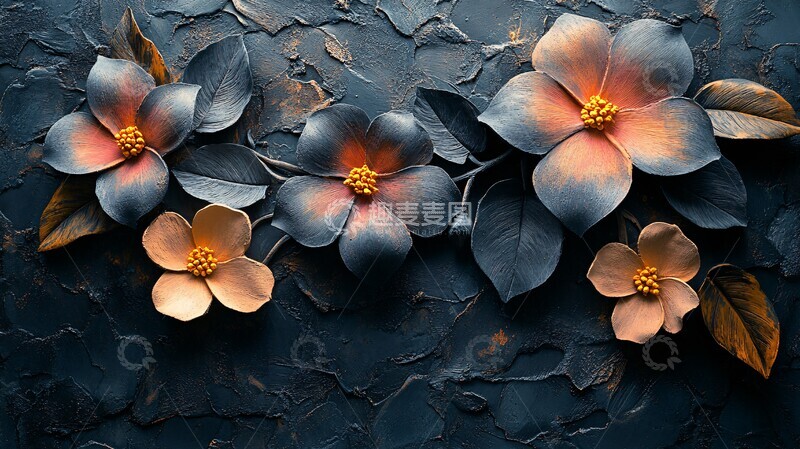 高清大图下载【趣麦麦图】灰墙花雕灰墙花雕花朵