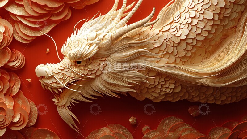 高清大图下载【趣麦麦图】金龙剪纸作品1