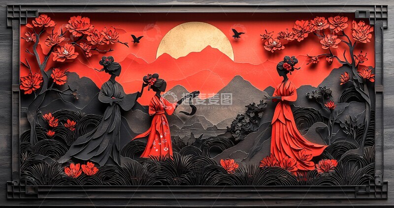 高清大图下载【趣麦麦图】蛇年剪纸剪纸现代传统1