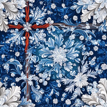 冬季冰晶刺绣图案