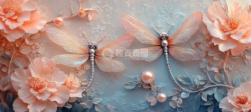 高清大图下载【趣麦麦图】珍珠翼龙蜻蜓画3
