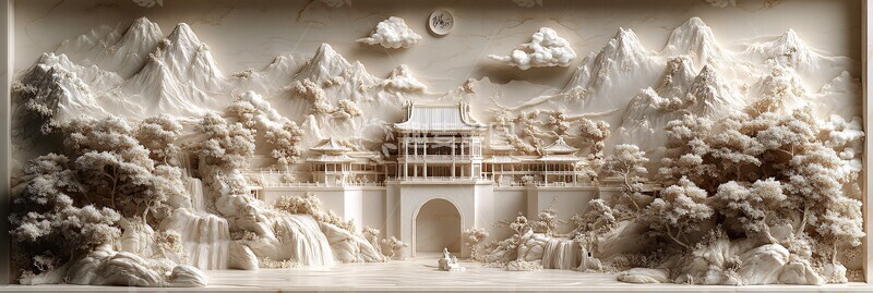 高清大图下载【趣麦麦图】古典陶瓷浮雕墙1