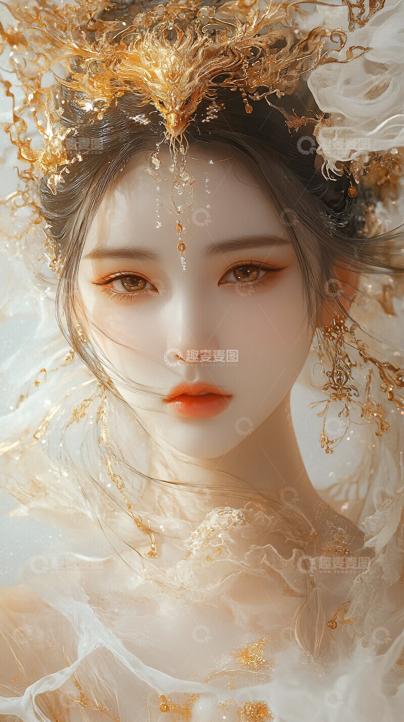 高清大图下载【趣麦麦图】金凤莲花飞天图2