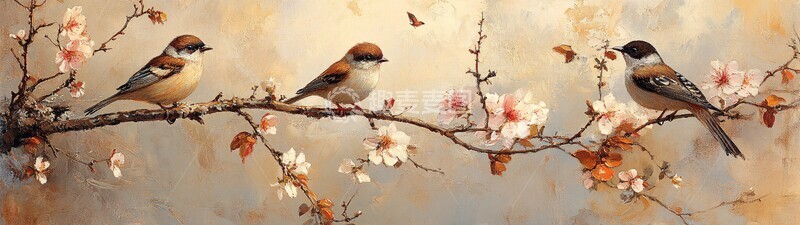 高清大图下载【趣麦麦图】七彩贝壳纹理花鸟图2