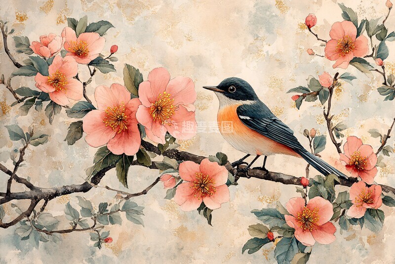 高清大图下载【趣麦麦图】粉绿手绘瓷艺画框2