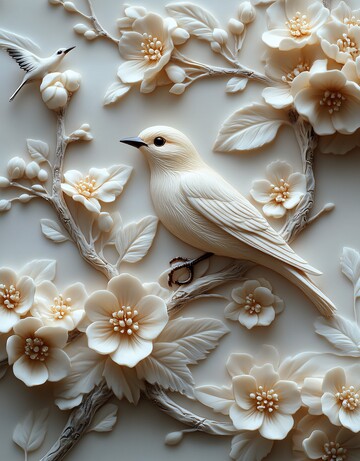 白墙雕花喜鹊图1