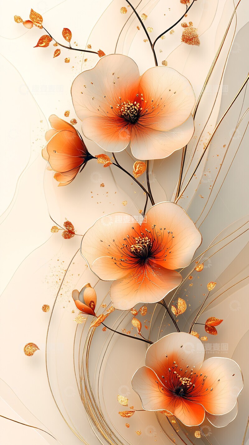 高清大图下载【趣麦麦图】金色花纹婚礼邀请1