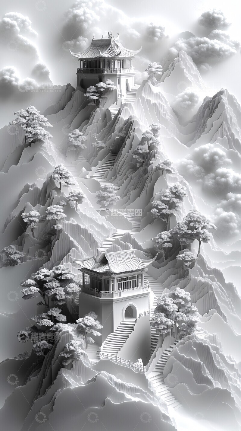 高清大图下载【趣麦麦图】银灰纸艺立体剪纸3