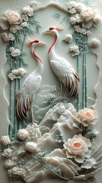 竹林瑞鹤图竹林瑞鹤岩石1