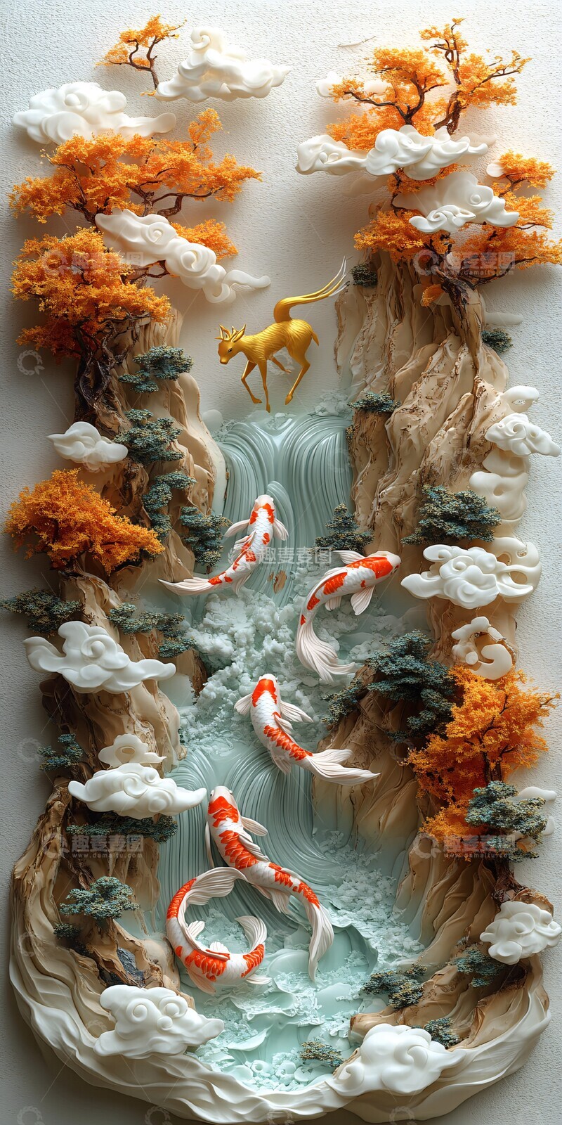 高清大图下载【趣麦麦图】九鱼云彩图九鱼云彩岩石2