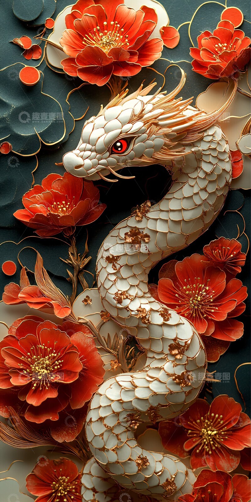 高清大图下载【趣麦麦图】蛇年剪纸剪纸春节空心