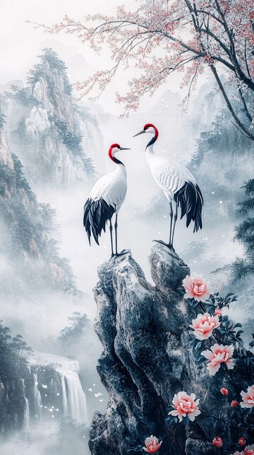 竹林瑞鹤图竹林瑞鹤岩石2