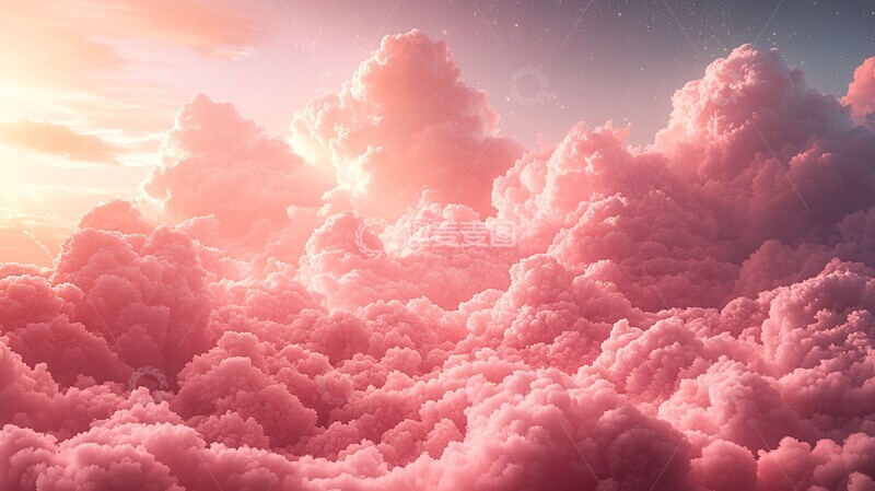 高清大图下载【趣麦麦图】粉色云彩金光闪