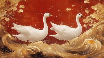 白鹅金羽漩波图