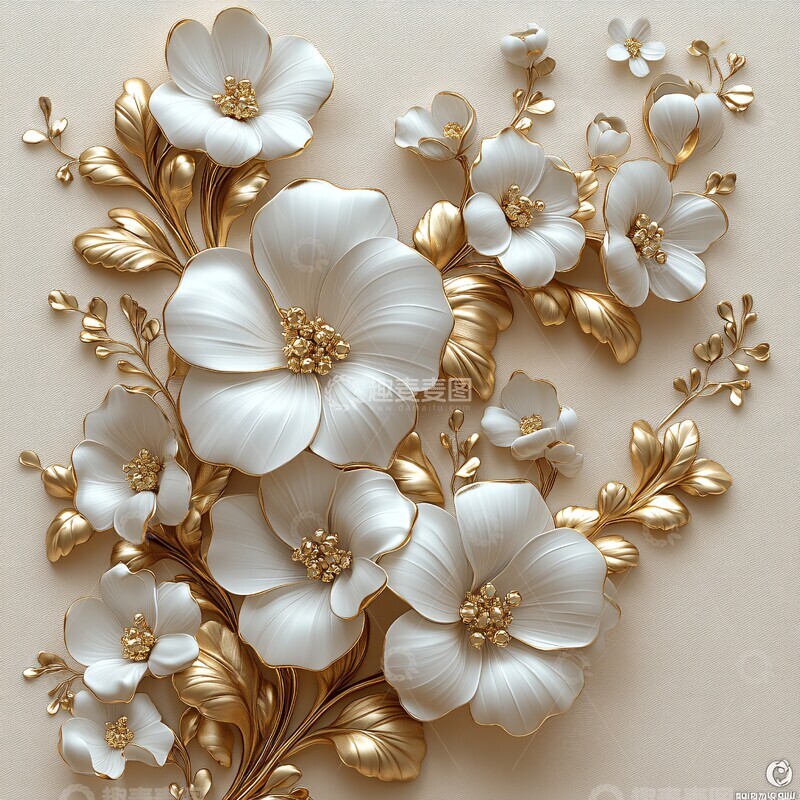 高清大图下载【趣麦麦图】金花纹角落设计