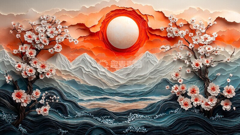 高清大图下载【趣麦麦图】山川河流樱花月3