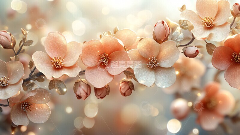 高清大图下载【趣麦麦图】粉色花瓣金色光点3