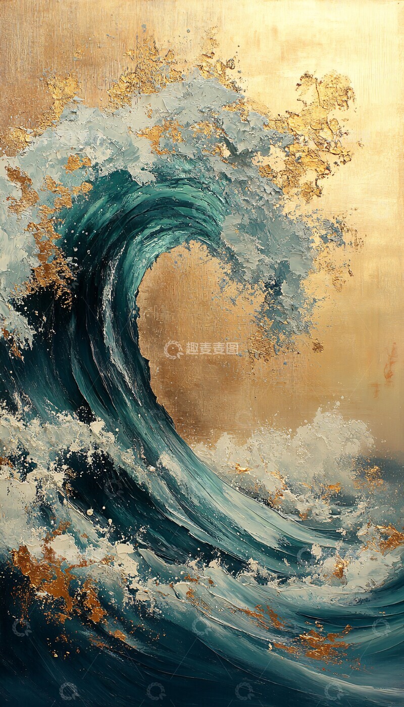 高清大图下载【趣麦麦图】禅意波纹图禅意波纹金色2