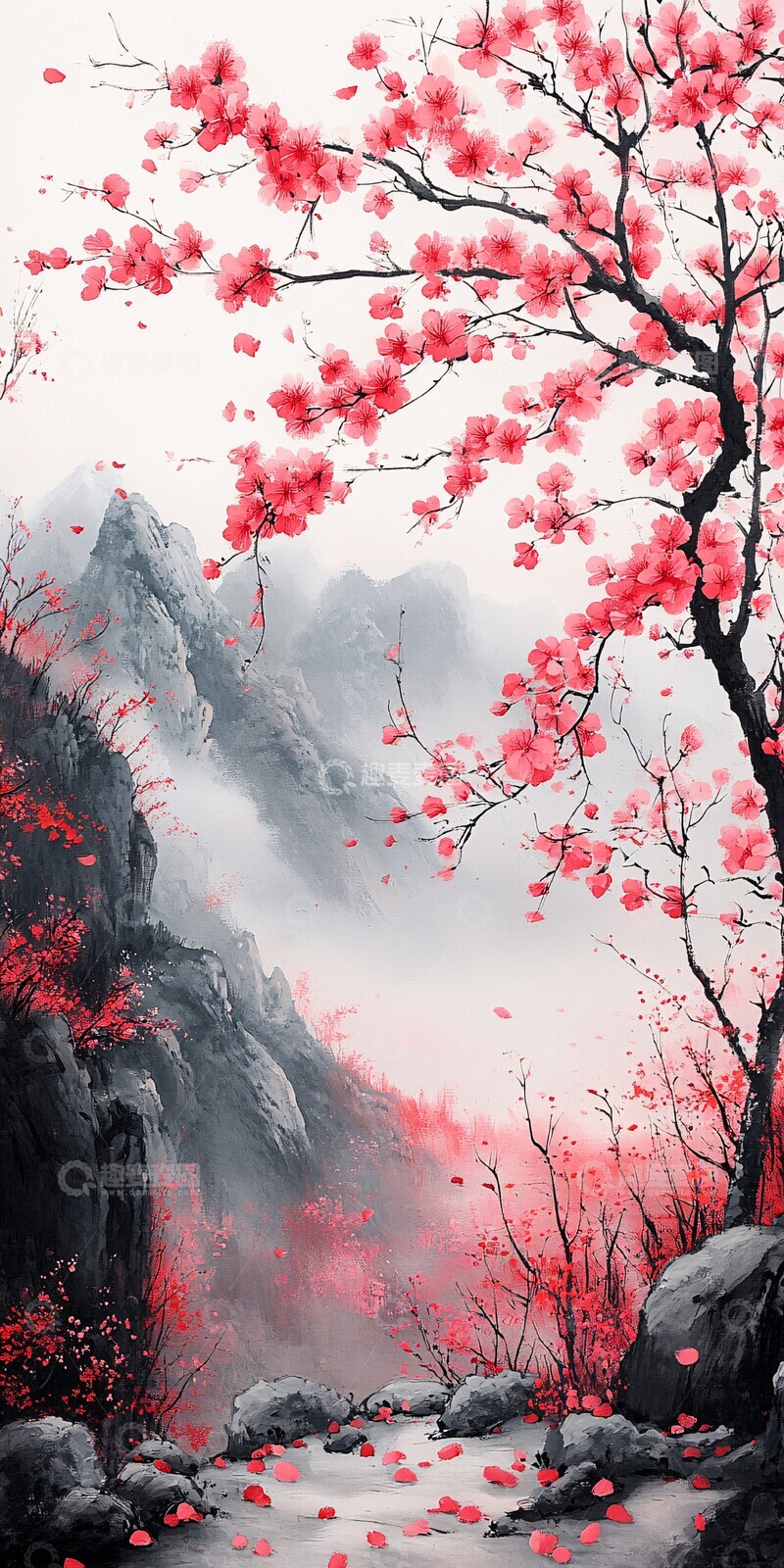 高清大图下载【趣麦麦图】粉色花瓣环绕2