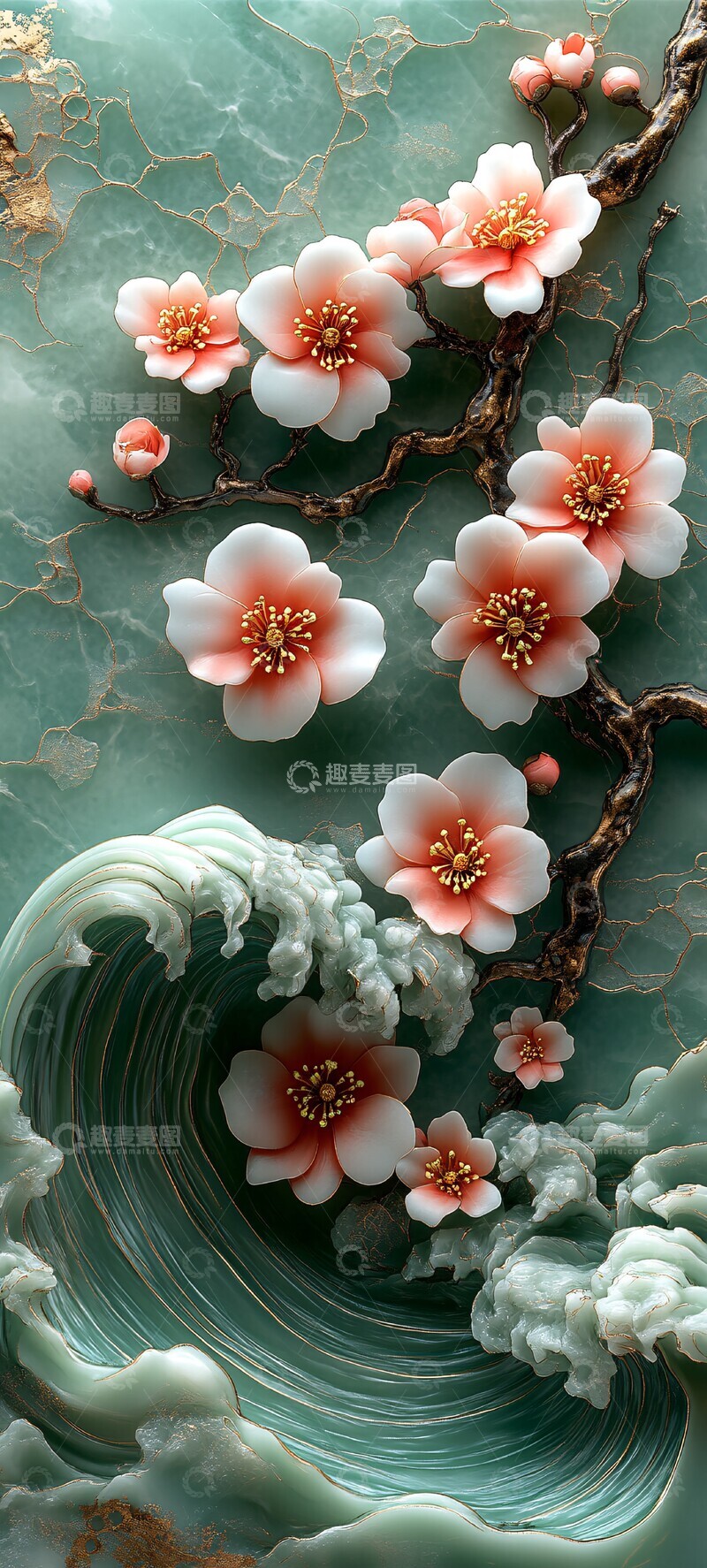 高清大图下载【趣麦麦图】樱花玉浪樱花玉石波浪2