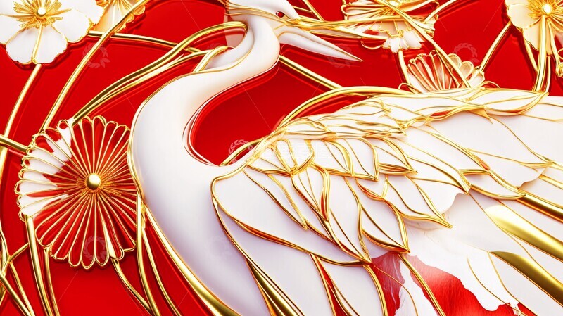 高清大图下载【趣麦麦图】红白珐琅苍鹭图2