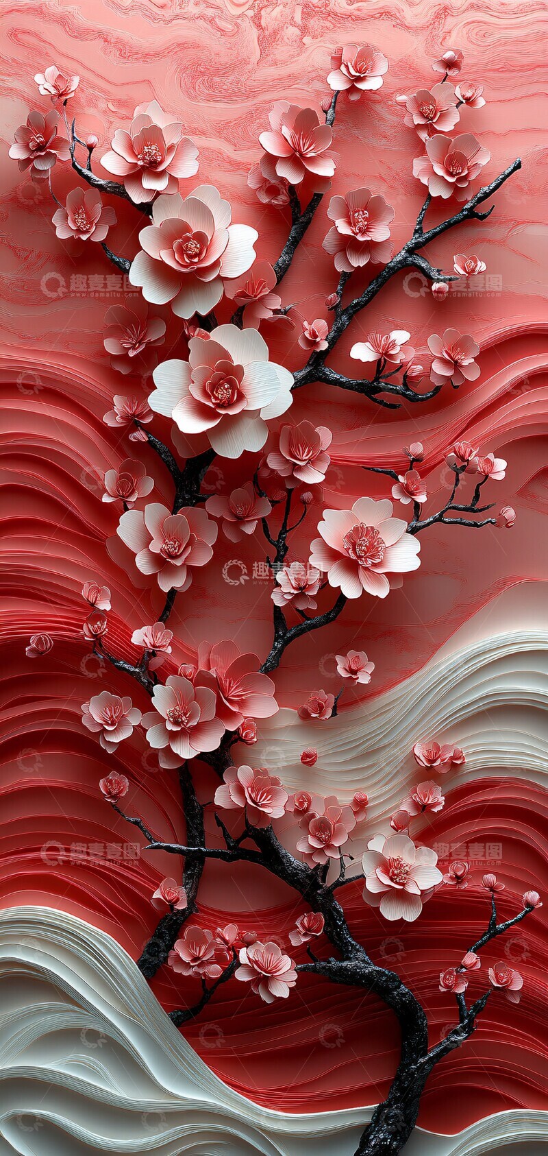 高清大图下载【趣麦麦图】红波樱花流纹