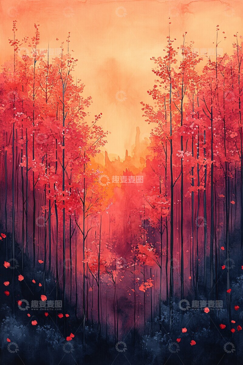 高清大图下载【趣麦麦图】桃花林火焰旗3